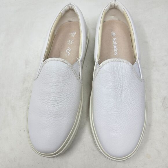 SOLUDOS Ibizia White Leather Slip-On Sneakers Size 8.5 NWOT - Picture 2 of 10